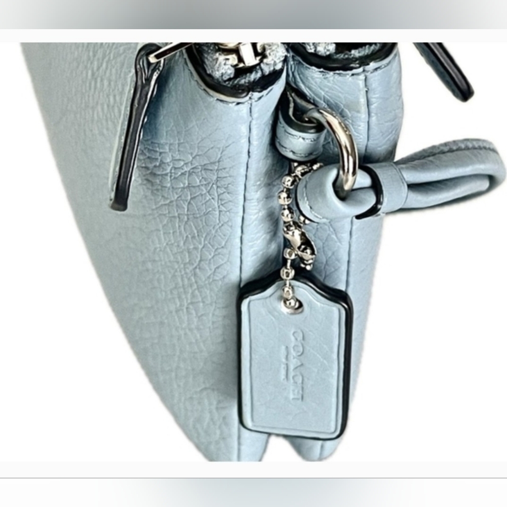 Coach Sky Blue Double Zip Leather Wristlet - Picture 2 of 6